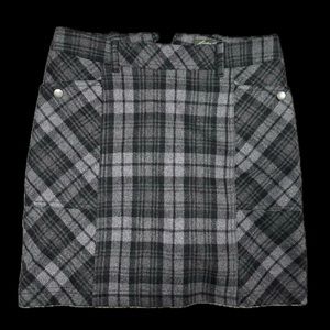 Eddie Bauer Wool Blend Dark Gray Plaid Skirt